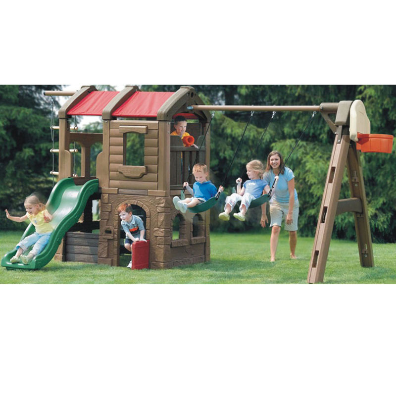 garden playhouse with slide and swing